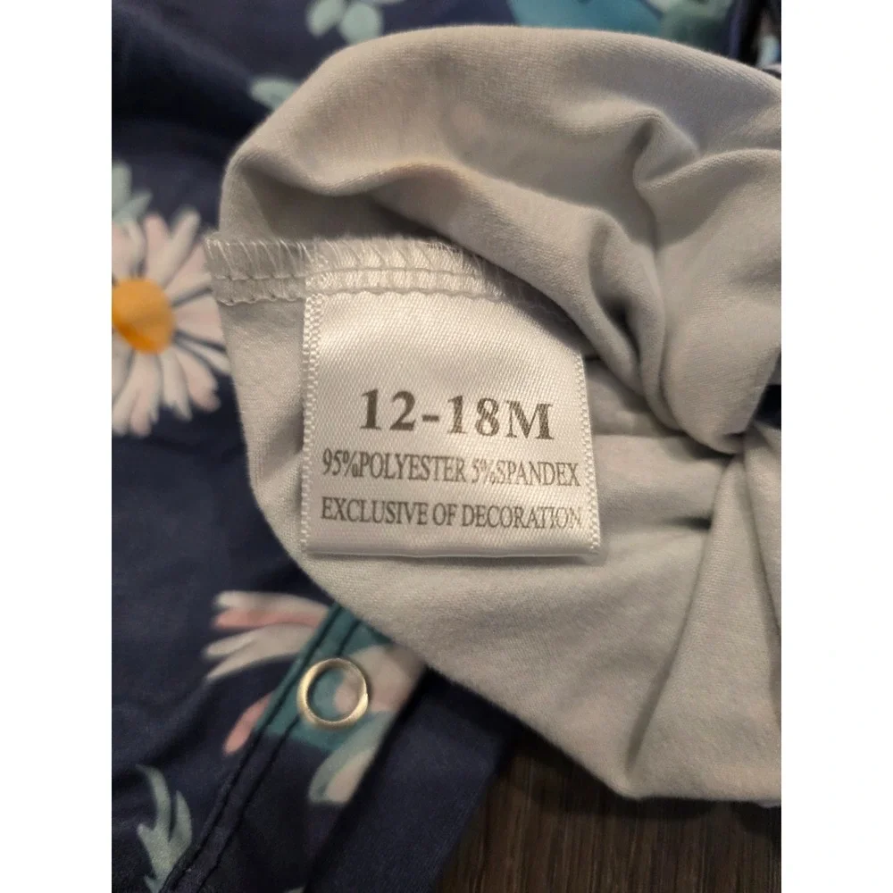 Pete + Lucy 12-18 months Navy Floral Long Sleeve Jumper Romper‎